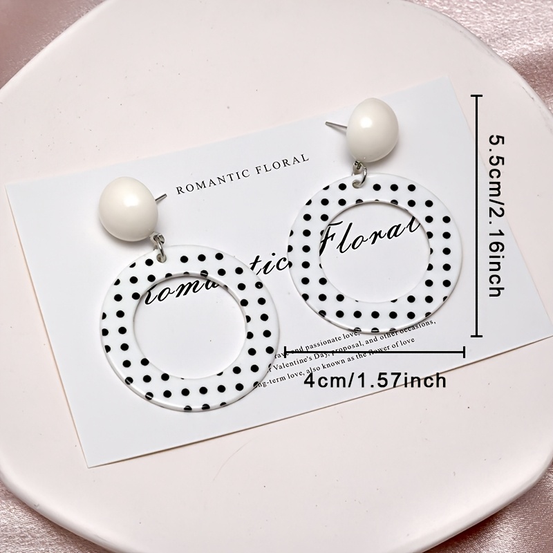 2 Pair Classic Black & White Polka Dot Earring Set
